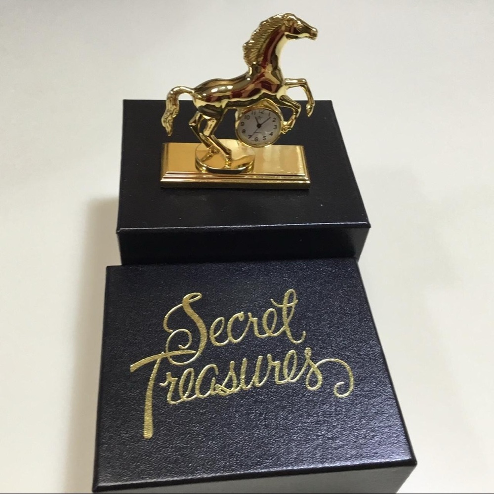 Collectible Secret Treasures Gold Horse Clock